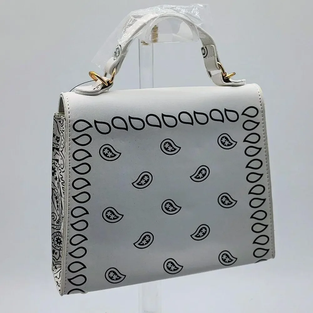 Faux leather bandana print crossbody